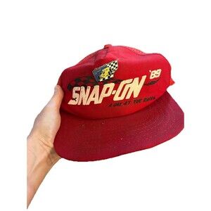 Vintage New Era Snap-On Tools Racing Snapback USA Trucker Hat Made In USA!